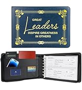 Zippered Business Checkbook Binder, Premium PU Leather Organizer with 2 Loose-Leaf Binder Pockets...