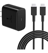 45W Samsung Super Fast Charger Block, Type C Fast Charging Block with 6FT USB C Charger Cable Com...
