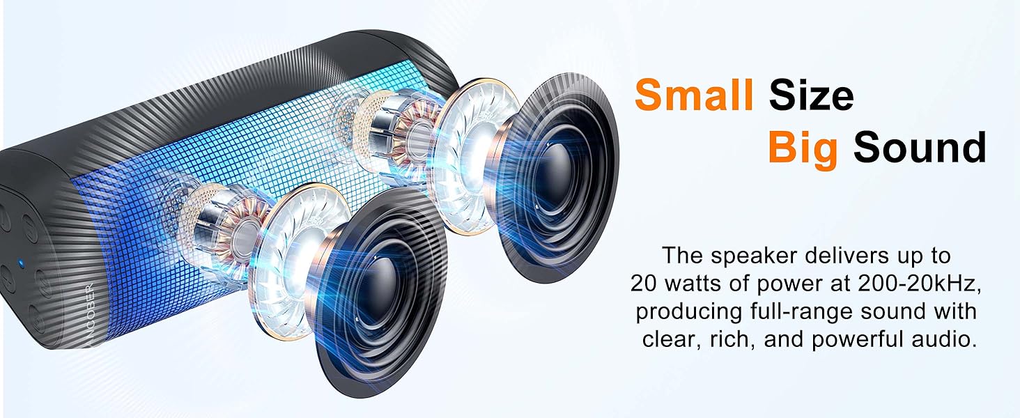 The bluetooth speaker has small size and lightweight, but big loud sound