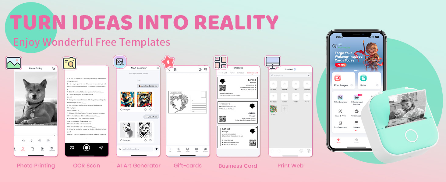 T02 Mini Sticker Printer - Wireless Sticker Maker Machine