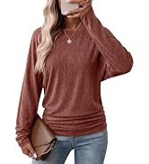 WIHOLL Womens Long Sleeve Shirts Ruched Hem Fall Tops Lightweight Sweaters | Dolman Sleeves, Side...
