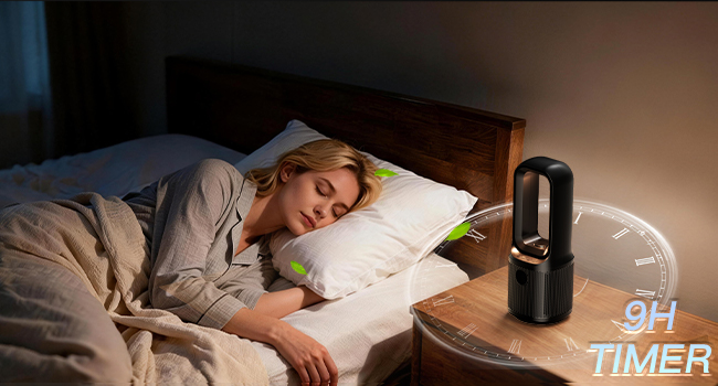 Set the 9-hour timer for a soft breeze – keeps your bedroom calm and sleep peaceful until sunrise.