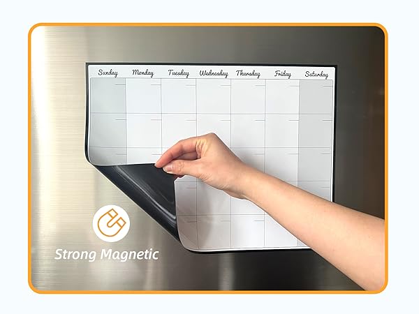 Our combo set has a whole magnetic backside. It sticks onto the fridge without sliding or falling.