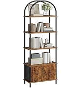 HOOBRO 5-Tier Bookshelf, Arched Bookcase with 2 Drawers, Tall Industrial Style Display Rack, Mode...