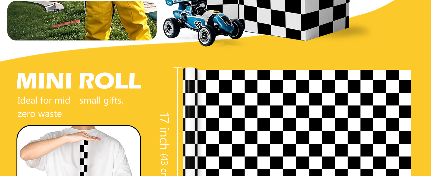 WRAPAHOLIC Checkered Flag Wrapping Paper 
