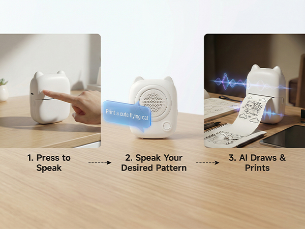 Kid-Friendly Images &amp;amp; Safe Materials Portable Inkless Mini Printer Privacy-First rechargeable