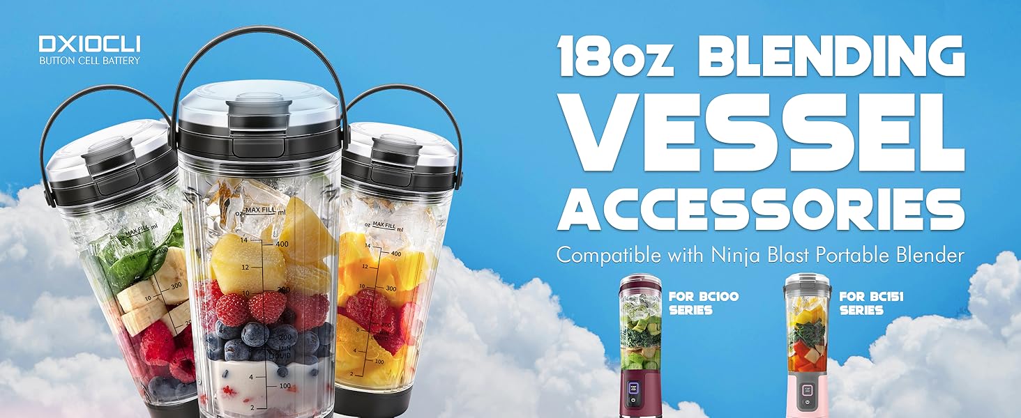 Compatible with Ninja Blast Portable Blender BC100 Series BC151 Series Series
