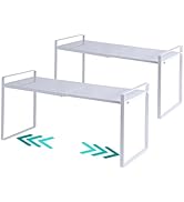 2 Pack Expandable Cabinet Shelf Organizer Riser for Kitchen Pantry Cupboard Under Sink Countertop...