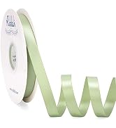 Ribbli Dusty Sage Satin Ribbon Double Faced Satin 1/2 inch x Continuous 50 Yards-Spring Moss Ribb...
