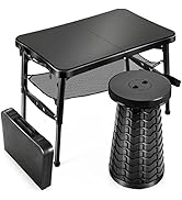 KPR Retractable Folding Table and Stool Set,Portable Camping Foldable Table Lightweight Yet More ...