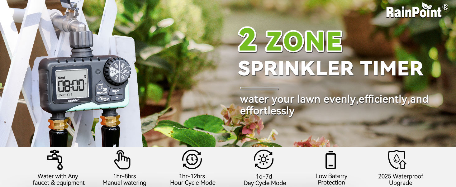 2 zone sprinkler timer