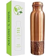 Nature's Own Pure Copper Water Bottle 1000ml – 34 Oz Extra Large – An Ayurvedic Pure Copper Water...
