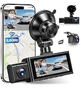5Ghz WiFi 3.16" Dash Cam Front and Rear 3 Channel Dash Camera FHD 2.5K+1080P, Free 64GB Card Incl...