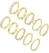 RLMOON 8-12PCS 14K Gold Stacking Ring Set for Women Dainty Thumb Stackable Rings Gold Heart CZ No...