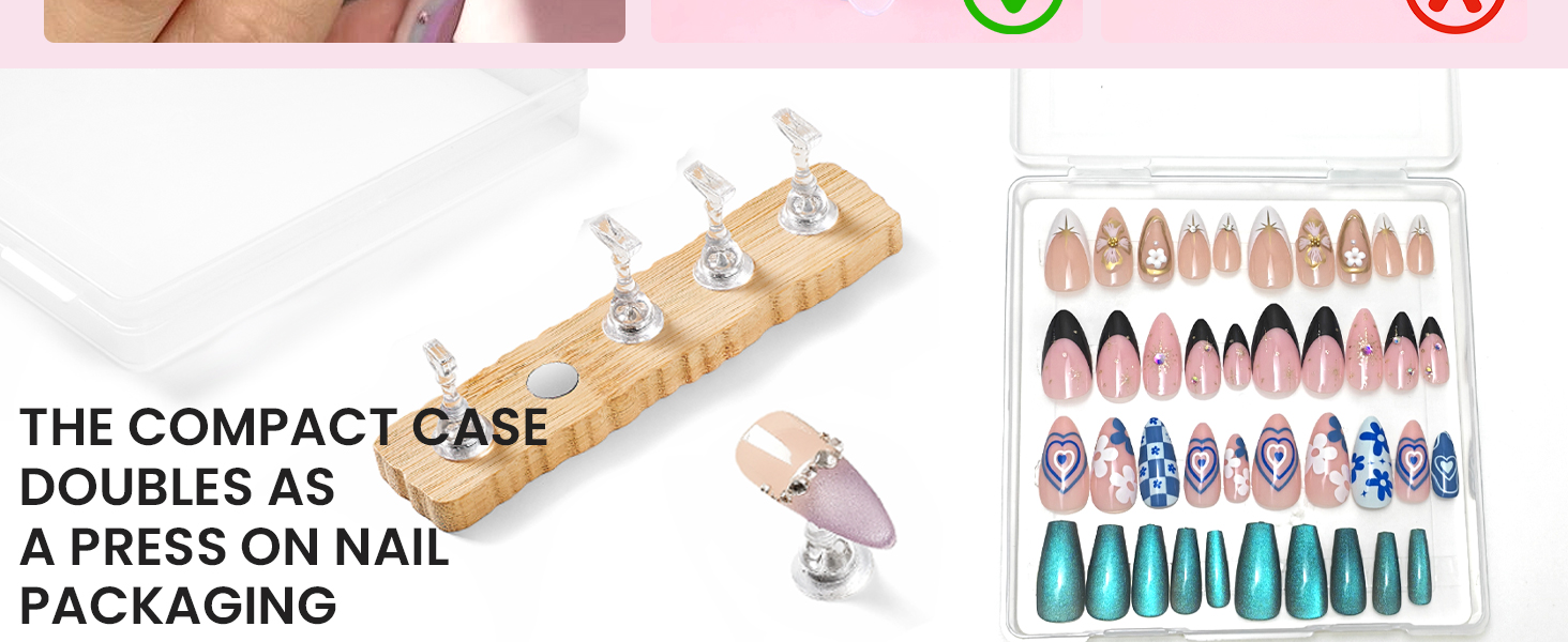 nail stands for Press on nails with 200PCS Double Sides taps And acrylic nail tips