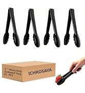 ICHROSAYA 24 Pieces Disposable Serving Tongs, 9" Heavy-Duty Plastic Utensils, BPA-Free, Scalloped...
