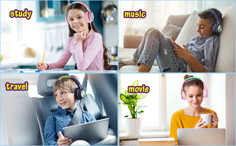 Kids Headphones with Microphone for School,Voopwink Wired Over Ear Headsets for Girls Boys Toddler