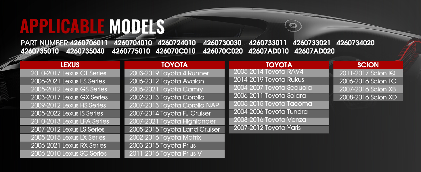 FITMENT for Toyota