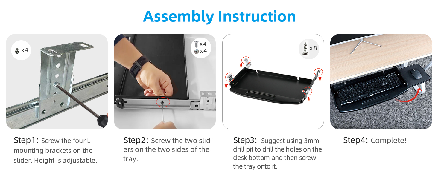 under desk keyboard tray slide out