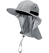 Neck Flap Sun Hat with Wide Brim - UPF 50+ Hiking Safari Fishing Caps for Men and Women, Perfect ...