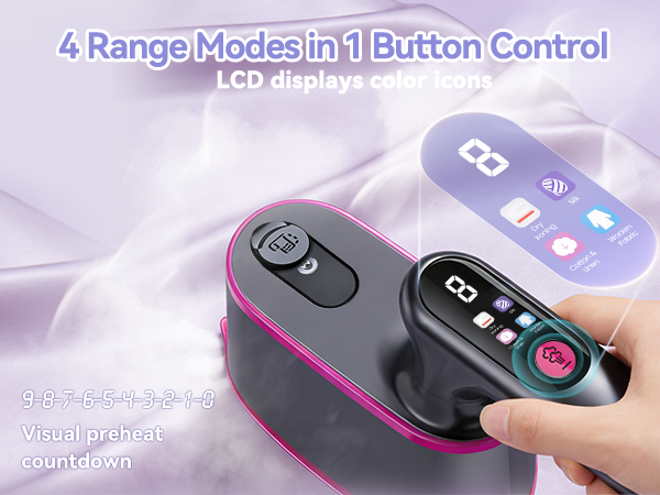4 Range Modes in 1 Button Control LCD Displays Color Icons Visual Preheat Countdown