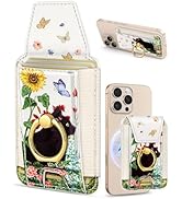 Shorogyt Compatible with Magsafe Wallet with Ring Stand Grip - Cute Magnetic Phone Wallets Card H...