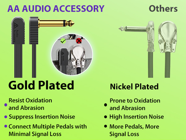 Gold Plated Low Profile Flat Guitar Patch Cables