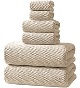 REDKISS 6-Piece Bath Towel Set - 2 Washcloths, 2 Hand Towels, 2 Bath Towels | Ultra-Fiber Coral F...