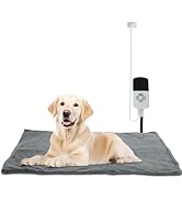 GLIDESMOOTH Pet Heating Pad, 9 Temperature Adjustable Electric Pet Mat with Timer, Indoor Waterpr...