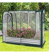 Porayhut Portable Greenhouse Cover with Raised Garden Bed,Easy Set-up 72.4" X36.6" X60.6" Gardeni...