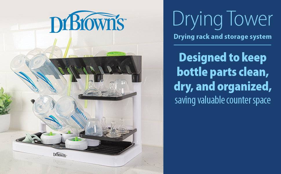 Dr. Brown&amp;#39;s Drying Tower designed to keep bottle parts clean dry and organized