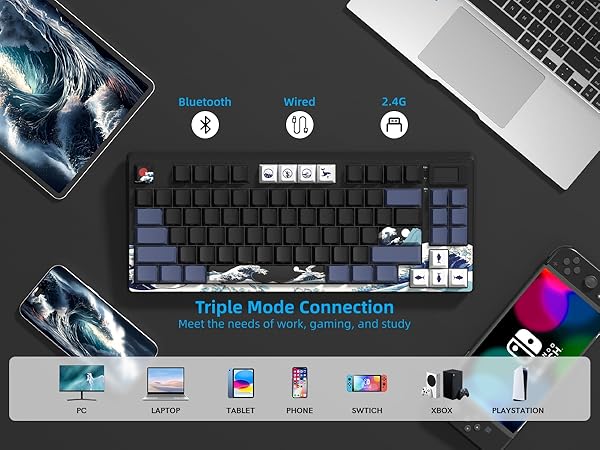 75% Wireless Mechanical Keyboard, Creamy Gaming Keyboard, 75% Black keyboard