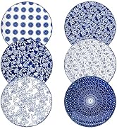 Cerkik Ceramic Dinner Plates Set - 10.5 Inch Large Kitchen Porcelain Salad Serving Plate for Past...