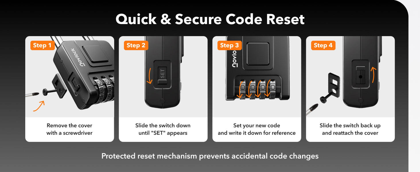 Quick and secure code reset with protected mechanism to prevent accidental code changes