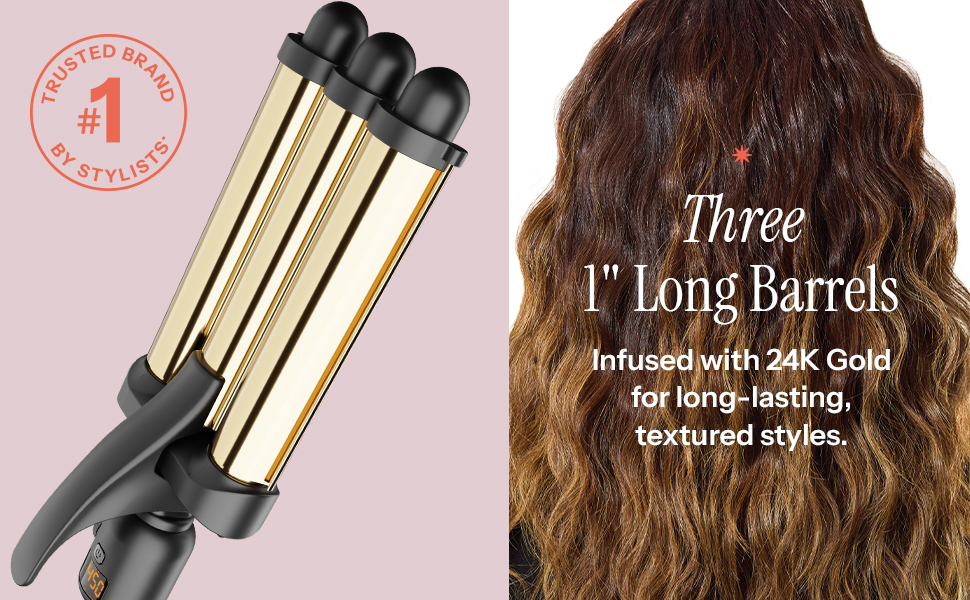 Three 1&amp;#34; long barrels for long-lasting textured styles