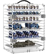 Miniature Storage Case with 6 Magnetic Metal Trays, Clear Acrylic Miniature Display Case Transpor...