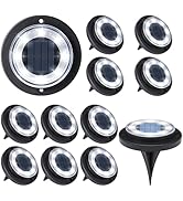 Flacchi Solar Lights Outdoor - Solar Powered Ground Lights Outdoor Solar Disk Light Waterproof La...