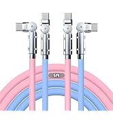 USB-C to USB-C Cable 2 Pack 5ft 180°Rotating Charger Cord Type C Chubby Silicone USB C to C Cable...