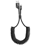 Baseus USB Type C Cable for Car, Retractable Cable(3FT) Curly USB A to USB-C Fast Charger Cord Co...