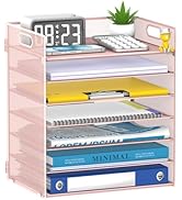 ReePlan 7 Tier Paper Organizer - Mesh Desktop File Holder with Handles for Office School Desk, Bl...