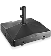 Casafield 64lb Capacity Fillable Mobile Umbrella Base, Heavy Duty Parasol Stand with 2 Wheels and...