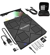 8-in-1 Extemal CD/DVD Drive for Laptop,USB 3.0 &amp; Type-C Portable CD/DvD Burner with SD/TF Card Re...
