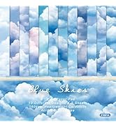 LZBRDY 6"X6" 24 Sheet Decorative Craft Paper Sheet Pads, Blue Sky Clouds Patterns, 160GSM Junk Jo...