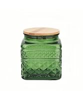 ANSQU Square Glass Jar, 20.3oz Candy Jars with Lid, Glass Food Storage Containers for Ground Coff...