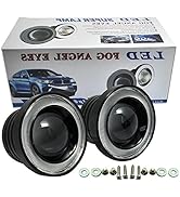 Kqiang 2PCS Car Angel Eye Fog Light: 2.5" Round COB LED Fog Light - White Angel Eye Projector wit...