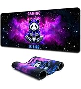 SparkLia Blacklight Gaming Mouse Pad – UV Reactive Neon Panda Gamer Design, Glow in The Dark RGB ...