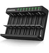 POWEROWL 8 Bay AA AAA C D Battery Charger, USB High-Speed Charging, Independent Slot, for Ni-MH N...