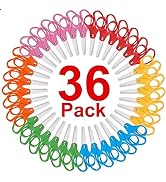 BURVAGY 36 Packs Kids Scissors, Scissors for School, Safety Scissors, Blunt Tip Scissors, 5 Inch,...