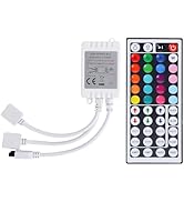 SUPERNIGHT RGB LED Strip Controller, 2-Ports RGB Controller Box with 44 Keys IR Remote, DC12V-24V...