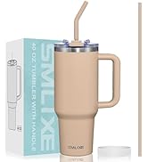 SMLIXE 40 oz Tumbler with Handle and Straw Lid,Insulated Reusable Stainless Steel Water Bottle Tr...